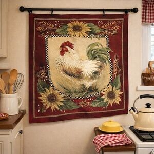 Chanticleer Sally Eckman Roberts Flag Tapestry 33 x 36 Rods Wall Hanging Art